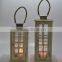 Wood & steel Pillar candle lanterns in Antique Finish