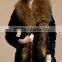 2015 popular style rabbit fur coat with racoon fur callor