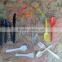 Different colors and size disposable plastic spoon and fork