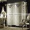 Ancient Rome Style Luxury Designed Four Doors Wardrobe, Exquisite Fine Carved Silver Flower and Leave Decorated Wardrobe