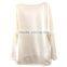 Lady garment clothing manufacturer long sleeve loose fitting o-neck shorter front printed t-shirt