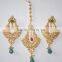 POLKI RED GREEN EARRING PAIR TIKA GOLD TONE hair accessory