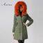 Wholesale elegant orange winter coat faux fur  collar fur coat womens