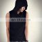 Aliexpress Solid Black Cotton Tank Top Wholesale Hooded Tank Top/Tank Top With Hood
