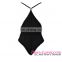 Fashion Scalloped Lace Trim Black Sheer Teddy Lingerie Bra And Panty