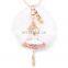 2017 hot sales korean style fur ball pom pom Keychain with ballet girl charms