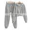 Wholesale New arrival  2 two piece set  women clothing of oversize cropped top hoodie and jogger pants sets
