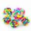 Rainbow Colorful braided ball molar pet cat toy ball bell