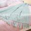 Home Decor Bed Sofa Couch Chair Lightweight light green Knitted Throw Blanket with Bright Silk Thread