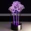 Hot Selling Acrylic 3d Nigh Light Roses USB Touch lamp Led Desk lamp Valentines Wedding Decoration