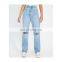 Light color rough jeans for women ripped high waist latest designer pants jeans