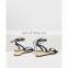 New Arrival Lace up Design Open Square Toe Espadrille Wedge Heels Buckle Closure Ladies Sandals Shoes Ankle Wrap Metal Women Pu