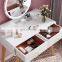 Nordic White Furniture Makeup Vanity  Dressing Table With Round Mirror And Stool