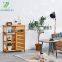 Bathroom Storage Cabinets with Doors and 3 Side Shelves Bamboo  Free Standing Storage Cabinet Furniture
