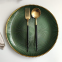 Hot Sale Golden Edged Green Stripe Rounded Glass Charger Plate Dishes For Wedding Party Events