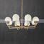 Modern dining room brass alabaster ball gold chandelier