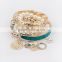 2016 Pearl Metal Coins Charms Jewelry Gold Bangles Bohe Bracelets Set