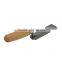 Margin trowel w/wooden handle, carbon steel finishe blade