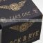 Black cardboard printing gold logo card with wave crease and Double side tape for rollingpaper