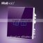 China Alibaba Wallpad Customize LED UK Purple Touch switch Crystal Glass 110~250V 2 gang 2 way 3 way Touch Light Wall Switch