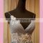 Davids appliqued lace blue puffy prom dress