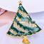 Green Christmas Tree With Gold Pattern Star Brooch