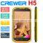 CREWER H5 Waterproof Phone 5 inch IPS Screen 512MB RAM 4GB ROM Android 4.4 3G WCDMA GSM Dual Sim Smart Phone