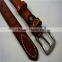 brown Unisex fashion cow hide genuine leather thread pattern belt