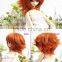 Best quality orange yellow cheap girl synthetic doll hair wig with bangs