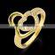 Factory directly selling yellow gold ring plated heart shape cubic zirconia women's ring