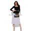 Pretty steps 2015 silver grey Flaired ong cotton midweight womens skirt bottoms design plus size