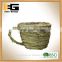 Cup Shape Natural Rattan Garden Flower Pot with Handle for Planting