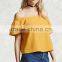 Woman Off The Shoulder Yellow Short Puff Sleeve Latest Blouse Designs