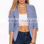 Hot Sale Blue Chambray Open Blazer for Women 2016
