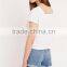 Square neck plain t shirt without collar blank white t shirt