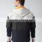 Grey Navy Colourblock Hooded Sweatshirt Customizable Attached Hood With Drawstring Fastening Hoodies Cotton Blend 280 Grams Mens