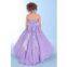 Halter style ball gown custom made flower girl dress with bow back