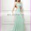 CE98 Attractive Sexy Low Open Back Split Front Halter Light Green Chiffon Evening Dress
