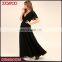 Latest Women Summer Short Sleeve V-neck Long Maxi Black Chiffon Dress