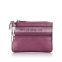 3 Zippers Genuine Leather Coin Bag Credit Card Bag Cash Bag