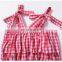 2019 summer girls plaid Halter T-shirt Tops & kids Belt Skirts Plaid Bow Summer clothing set