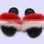2020 new arrival factory price faux fur solid and mixed rainbow color fashion antiskid soft cute cheap women slide slippers