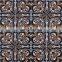 Foshan Flower Design on Mesh Square Shape Colored Glass Mosaic Crafts Glass Painting Tile