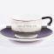 Luxury White Black  Line Ceramic Coffee shop Tea Cup Porcelain Dinner Afternoon Tea Set Restaurant Tableware