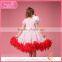 Kids fancy red feather bubble dress costumes, party dresses for girl 1-9 years