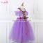New designed light tulle dress with band decoration in pure purple
