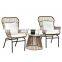 Printed Glass Table + 6 Chairs Set expandable multi color Turkish design