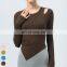 Asymmetrical Hem Design Yoga Top Gym Fitness Top Long Sleeve Thumb Holes Sports T Shirts Women Yoga Shirt With Removable Pad