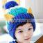 Hot Selling Fashion New Handmade Ears With Buttons Baby Kids Knitted Pom Pom Beanie Cap