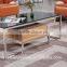 RB-1503 black stoving varnish rectangular wooden drawer tempered glass coffee table with stainless steel chinese tea table